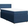 vidaXL Letto a molle con materasso blu 90x190 cm in tessuto