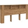 vidaXL Testata del letto con ripiani Rovere artigianale 200x18,5x102,5 cm