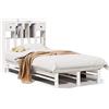 vidaXL Letto in legno massiccio con ripiano senza materasso bianco 90x200 cm pino