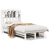 vidaXL Letto in legno massiccio con ripiano senza materasso bianco 90x190 cm pino