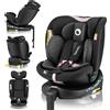 Lionelo Seggiolino Lionelo Navy i-Size con base girevole EasyTurn a 360°, 40-150 cm, montaggio con ISOFIX e piedino di appoggio, norma R129 - Nero Rosa