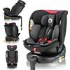 Lionelo Seggiolino per bambini Lionelo Navy i-Size 360° EasyTurn base girevole, 40-150 cm, installazione con ISOFIX e gamba di supporto, standard R129 - Nero Rosso