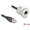 Delock - Cavo di prolunga di rete - da RJ-45 (M) a RJ-45 (W) per montaggio a pannello - 30 cm - 6 mm - STP - CAT 5e - filettatura M25 - nero/argento (88187)