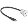 DELOCK USB10 GbpsType-C Einbaubuchse mit Kabelp. St. Alu.30m