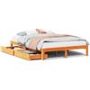 vidaXL Letto in legno massiccio con cassetti marrone cera 120x190 cm pino