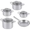 Ninja EverClad Set di 5 pezzi in acciaio inox, pentole per zuppa, padella