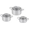 NINJA Set di pentole NINJA 3 pezzi in acciaio inox EverClad con coperchio in vetro (16cm,18cm,20cm)