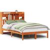 vidaXL Letto in legno massiccio con ripiano senza materasso Wax brown 135x190 cm