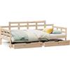 vidaXL Letto da giorno con cassetti 90x190 cm in legno di pino massiccio
