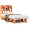 vidaXL Letto in legno massiccio con ripiano senza materasso Wax brown 75x190 cm