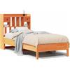 vidaXL Letto in legno massiccio con ripiano senza materasso Wax brown 100x200 cm