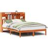 vidaXL Letto in legno massiccio con ripiano senza materasso Wax brown 160x200 cm