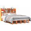 vidaXL Letto in legno massiccio con ripiano senza materasso Wax brown 150x200 cm