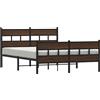 vidaXL Letto in metallo senza materasso effetto rovere marrone 150x200 cm