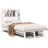 vidaXL Letto in legno massiccio con ripiano senza materasso Bianco 75x190 cm Pino