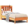 vidaXL Letto in legno massiccio con ripiano senza materasso Wax brown 75x190 cm