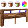 vidaXL testiera vidaXL LED effetto legno vecchio 220x18,5x103,5 cm materiale a base di legno