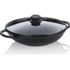 Kela Wok, Wadjan, 32 cm, con coperchio, nero, antiaderente, senza PFAS/PTFE, alluminio fuso - Kela | Atura