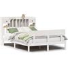 vidaXL Letto in legno massiccio con ripiano senza materasso bianco 140x200 cm pino