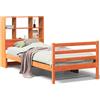vidaXL Letto in legno massiccio con ripiano senza materasso Wax brown 75x190 cm
