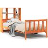 vidaXL Letto in legno massiccio con ripiano senza materasso Wax brown 75x190 cm