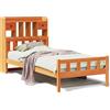 vidaXL Letto in legno massiccio con ripiano senza materasso Wax brown 75x190 cm