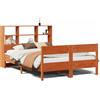 vidaXL Letto in legno massiccio con ripiano senza materasso Wax brown 150x200 cm