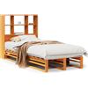 vidaXL Letto in legno massiccio con ripiano senza materasso Wax brown 75x190 cm