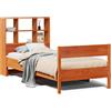 vidaXL Letto in legno massiccio con ripiano senza materasso Wax brown 75x190 cm