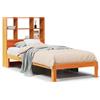 vidaXL Letto in legno massiccio con ripiano senza materasso Wax brown 100x200 cm