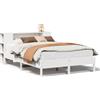 vidaXL Letto in legno massiccio con ripiano senza materasso Bianco 135x190 cm Pino