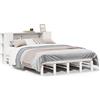 vidaXL Letto in legno massiccio con ripiano senza materasso bianco 160x200 cm