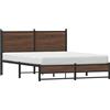 vidaXL Letto in metallo senza materasso effetto rovere marrone 140x190 cm