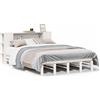 vidaXL Letto in legno massiccio con ripiano senza materasso Bianco 135x190 cm