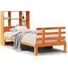 vidaXL Letto in legno massiccio con ripiano senza materasso Wax brown 75x190 cm