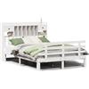 vidaXL Letto in legno massiccio con ripiano senza materasso bianco 140x200 cm pino
