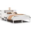 vidaXL Letto in legno massiccio con ripiano senza materasso bianco 150x200 cm pino