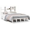 vidaXL Letto in legno massiccio con ripiano senza materasso bianco 160x200 cm
