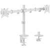 equip - Kit di montaggio (morsetto ingresso cavi, viti, staffa di fissaggio) - per 2 display LCD - display LCD curvi - snodabile - plastica, acciaio inox - bianco - dimensioni schermo: 43,2-81,3 cm (17"-32") - montaggio da tavolo (650167)