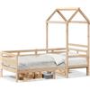 vidaXL Letto da giorno con tetto 80x200 cm in legno di pino massiccio