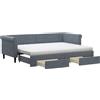 vidaXL Letto da giorno allungabile con cassetti grigio scuro 80x200 cm in velluto