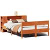 vidaXL Letto in legno massiccio con ripiano senza materasso Wax brown 140x200 cm