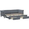 vidaXL Letto da giorno allungabile con cassetti grigio scuro 80x200 cm in velluto