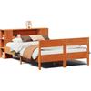vidaXL Letto in legno massiccio con ripiano senza materasso Wax brown 140x190 cm