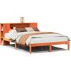 vidaXL Letto in legno massiccio con ripiano senza materasso Wax brown 140x200 cm