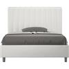 ITYHOME - Letto una piazza e mezza senza rete imbottito 120x190 Pelle finta bianco Agueda