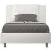 ITYHOME - Letto una piazza e mezza senza rete imbottito 120x190 Pelle finta bianco Antea
