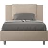 ITYHOME - Letto una piazza e mezza senza rete imbottito 120x190 Pelle finta tortora Antea