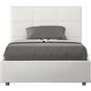 ITYHOME - Letto una piazza e mezza senza rete imbottito 120x190 Pelle finta bianco Mika