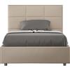 ITYHOME - Letto una piazza e mezza senza rete imbottito 120x190 Pelle finta tortora Mika
